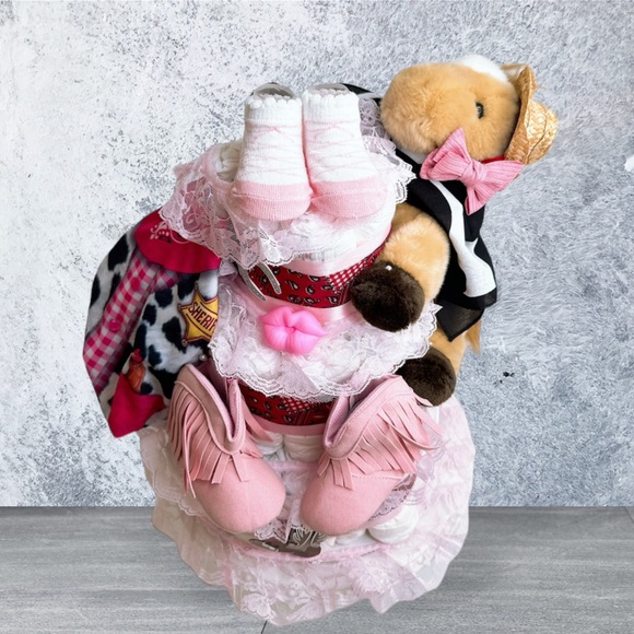 Cowgirl Western Diaper Cake Baby Shower gift